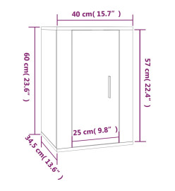 Meuble TV mural Blanc brillant 40x34,5x60 cm