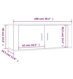 Meuble TV mural Gris béton 100x34,5x40 cm