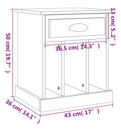 Table de chevet gris béton 43x36x50 cm