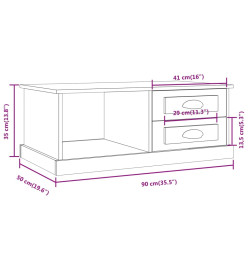 Table basse Noir 90x50x35 cm Bois d'ingénierie