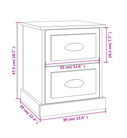 Table de chevet chêne marron 39x39x47,5 cm bois d'ingénierie