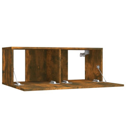 Meuble TV Chêne fumé 80x30x30 cm Bois d'ingénierie