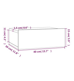 Table de chevet flottante Chêne fumé 40x30x15 cm