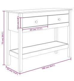 Table console Marron miel 100x35x75 cm Bois massif de pin