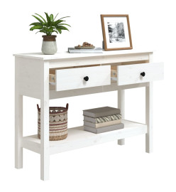 Table console Blanc 100x35x75 cm Bois massif de pin