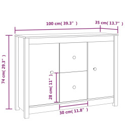 Buffet Noir 100x35x74 cm Bois massif de pin