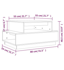 Table basse 80x55x40,5 cm Bois massif de pin