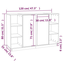 Buffet Marron miel 120x35x80 cm Bois massif de pin