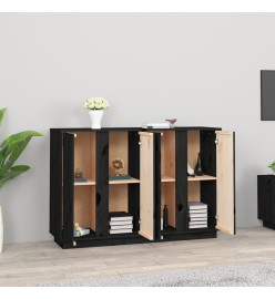 Buffet Noir 120x35x80 cm Bois massif de pin