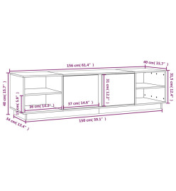 Meuble TV Noir 156x40x40 cm Bois de pin massif