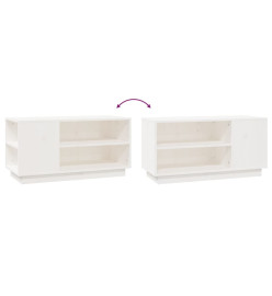 Meuble TV Blanc 80x35x40,5 cm Bois de pin massif