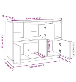 Buffet Marron miel 110.5x35x80 cm Bois massif de pin