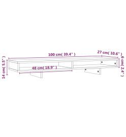 Support de moniteur Marron miel 100x27x14 cm Bois de pin solide