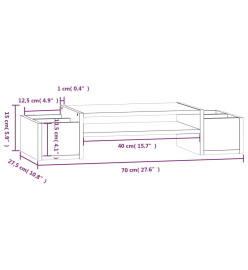 Support de moniteur Marron miel 70x27,5x15cm Bois de pin solide