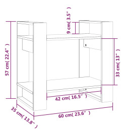 Bibliothèque/Séparateur de pièce Gris 60x35x57 cm Pin solide