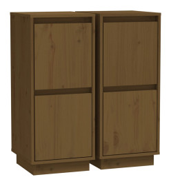 Buffets 2 pcs Marron miel 31,5x34x75 cm Bois massif de pin