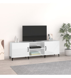 Meuble TV blanc brillant 150x30x50 cm bois d'ingénierie