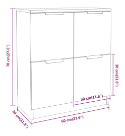 Buffet Gris béton 60x30x70 cm Bois d'ingénierie