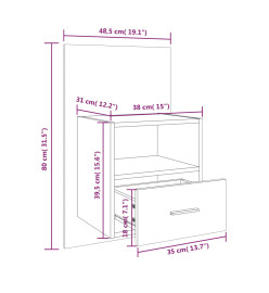 Table de chevet murale Blanc brillant