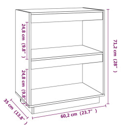 Bibliothèque Gris 60x35x71 cm Bois de pin massif