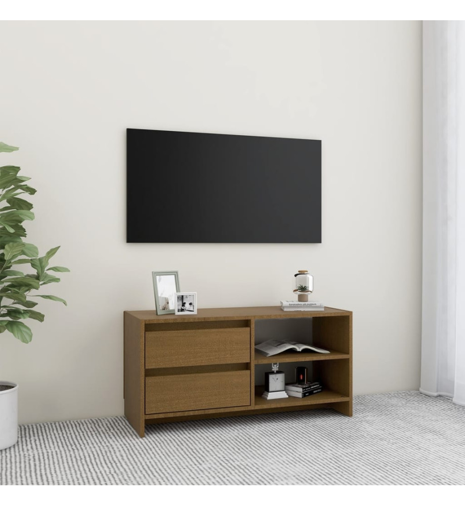 Meuble TV Marron miel 80x31x39 cm Bois de pin massif