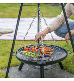 RedFire Barbecue de jardin avec trépied et bol à feu 50 cm Noir