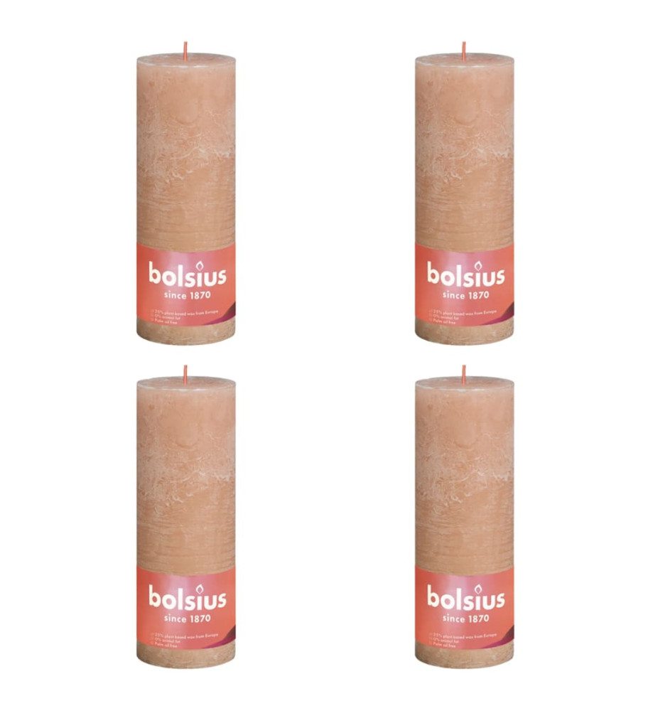 Bolsius Bougies pilier rustiques Shine 4 pcs 190x68 mm Rose brumeux