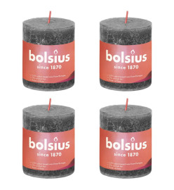 Bolsius Bougies pilier rustiques Shine 4 pcs 80x68 mm Gris orageux