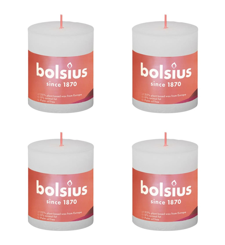 Bolsius Bougies pilier rustiques Shine 4 pcs 80x68 mm Blanc nuageux