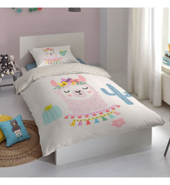 Good Morning Housse de couette enfant LLAMA 140x200/220 cm Multicolore