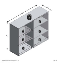 FMD Commode avec 1 porte et étagère ouverte Noir