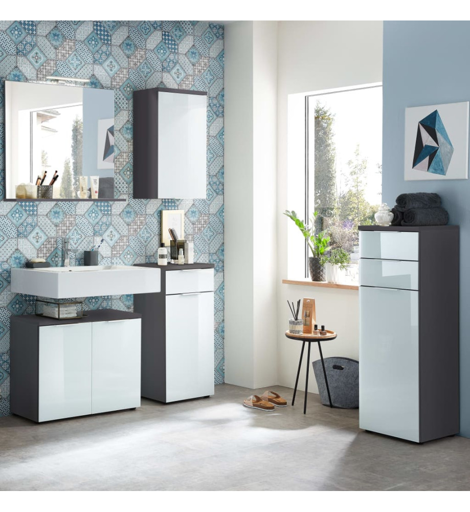 Germania Armoire de lavabo salle de bain GW-Pescara Blanc et graphite