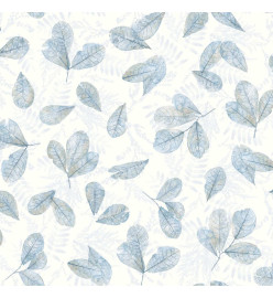 Evergreen Papier peint Leaves Blanc et bleu