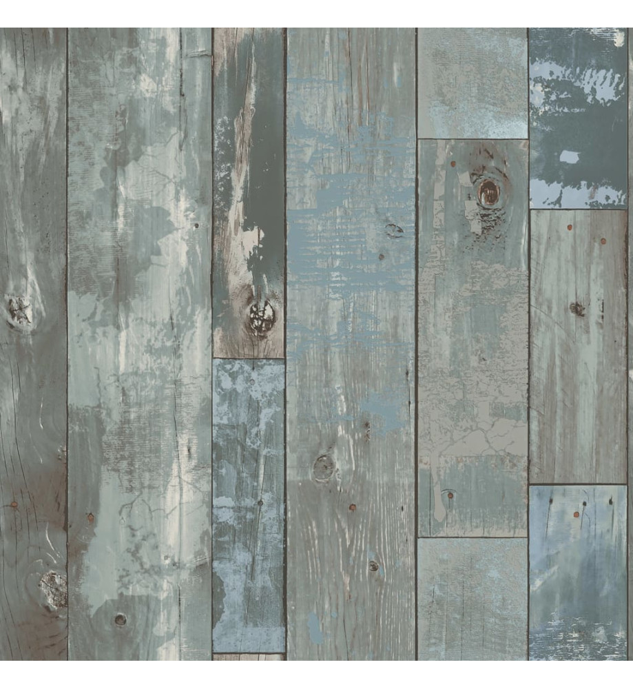 DUTCH WALLCOVERINGS Papier peint Bois de rebut Gris-bleu