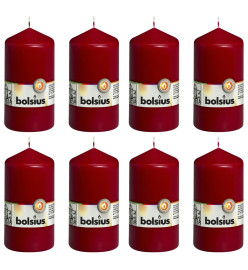 Bolsius Bougies pilier 8 pcs 130x68 mm Rouge bordeaux