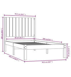 Cadre de lit Marron miel Bois de pin massif 90x200 cm