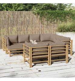 Salon de jardin 10 pcs avec coussins taupe bambou