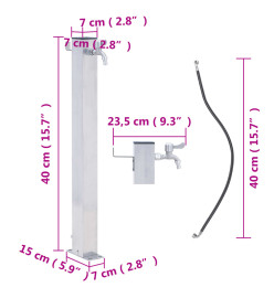 Colonne à eau de jardin 40 cm acier inoxydable carré