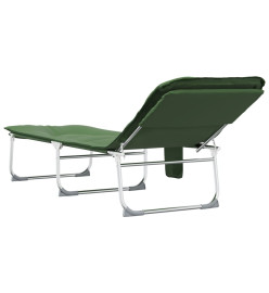 Chaise longue pliable vert foncé tissu