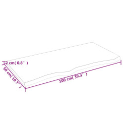 Étagère murale gris foncé 100x50x2 cm bois chêne massif traité