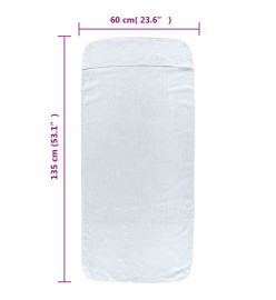 Serviettes de plage 2 pcs blanc 60x135 cm tissu 400 GSM