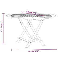 Table pliable de jardin 120x120x75 cm bois massif de teck