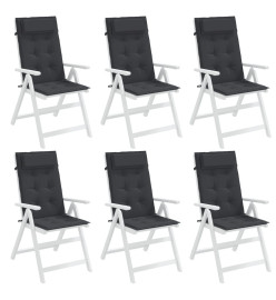 Coussins de chaise à dossier haut lot de 6 noir tissu oxford