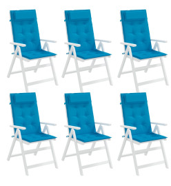 Coussins de chaise à dossier haut lot de 6 bleu clair