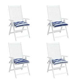 Coussins de chaise 4 pcs rayures bleues et blanches 50x50x7 cm