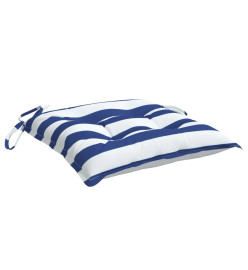 Coussins de chaise 4 pcs rayures bleues et blanches 50x50x7 cm