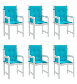 Coussins de chaise à dossier bas 6 pcs turquoise tissu