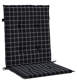 Coussins de chaise à dossier bas lot de 6 noir à carreaux tissu