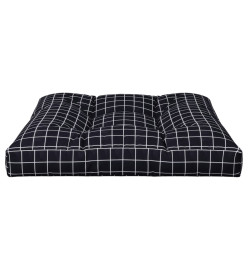 Coussin de palette motif à carreaux noir 70x70x12 cm tissu