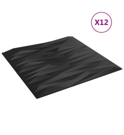 Panneaux muraux 12 pcs noir 50x50 cm EPS 3 m² pierre